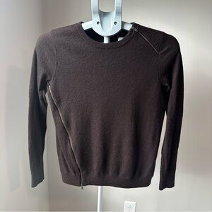 J Crew 100% Merino Wool Sweater M | Asymmetrical Zipper Chocolate Brown GUC